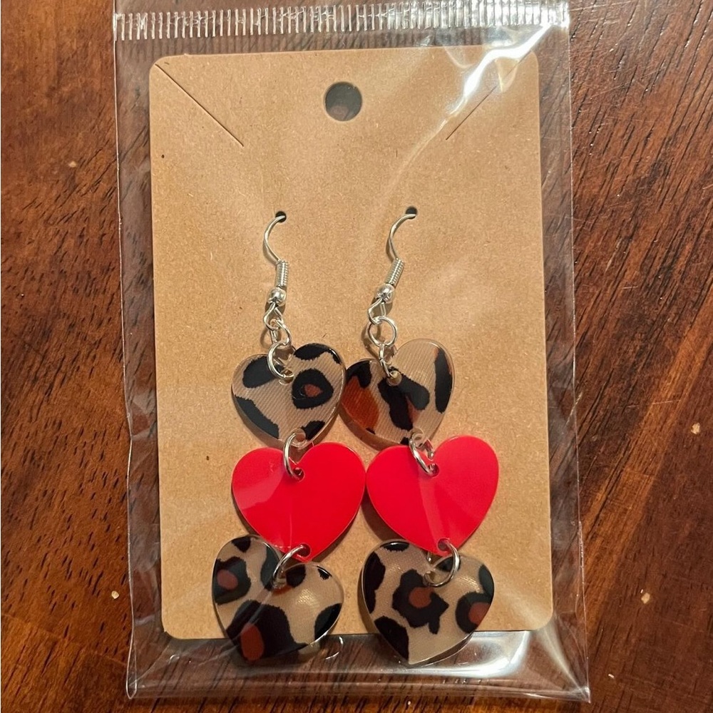 Cheetah heart earrings